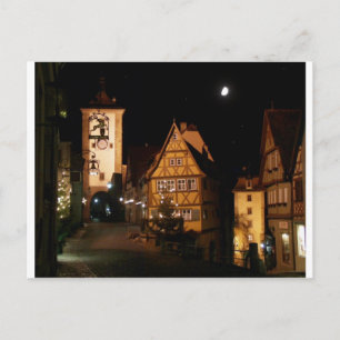 Postal Alemania de Rothenburg a la luz de la luna