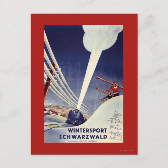 Postal Alemania - esquí en el bosque negro (Anverso)