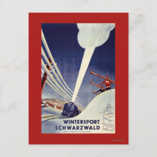 Postal Alemania - esquí en el bosque negro