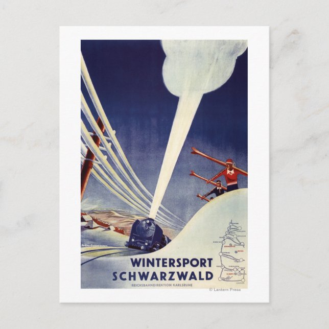 Postal Alemania - Esquiando en la Selva Negra (Anverso)