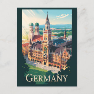 Postal Alemania Munich Ilustracion Viaje Arte Viaje Vinta