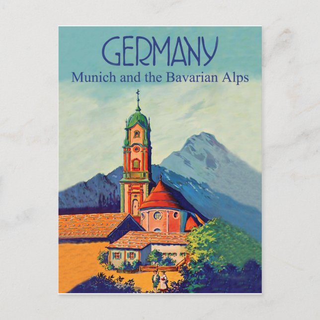 Postal Alemania, Múnich y Alpes bávaros (Anverso)