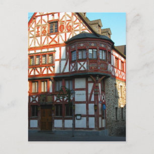 Postal Alemania, Renania, Rhens, casas con entramado de m