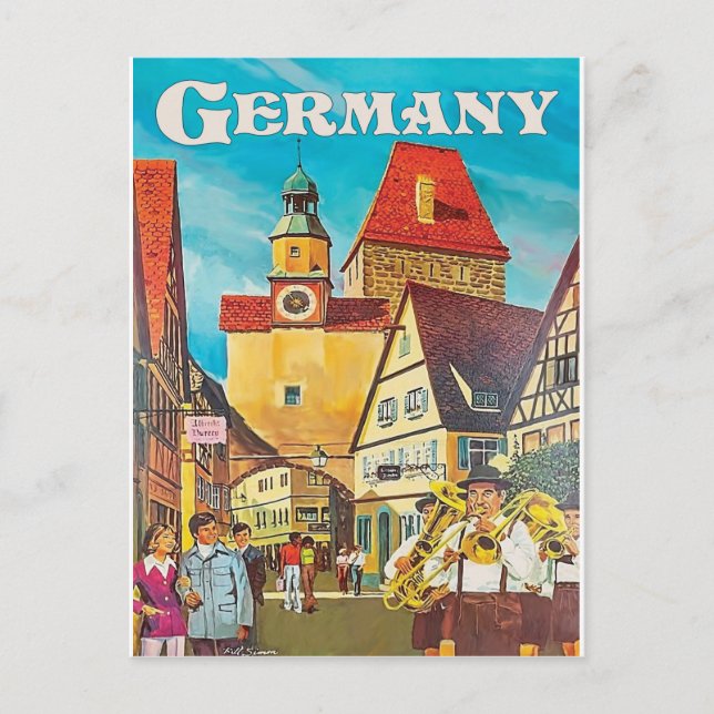 Postal Alemania, trompetistas en el centro de la ciudad. (Anverso)