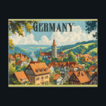 Postal Alemania Viaje retro de pueblo alemán vintage<br><div class="desc">¡A cualquiera le encantaría recibir esta tarjeta postal alemana de viaje con un ilustracion retro de una ciudad preciosa en Alemania!</div>