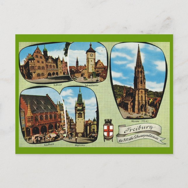 Postal Alemania Vintage, Friburgo, Schwarzwald (Anverso)