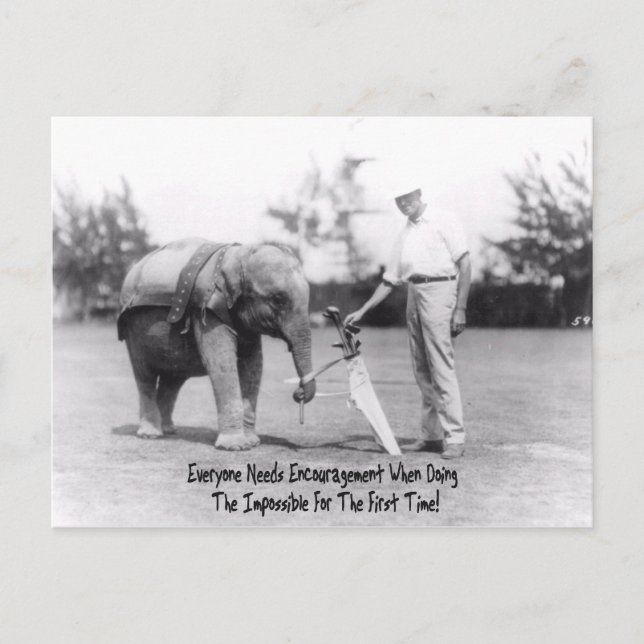 Postal Alentamiento - Elefante Jugando Golf (Anverso)