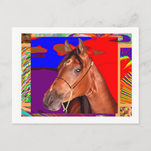 Postal Alerta Cute Brown HORSE : Stallion Racer