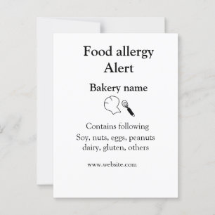 Postal Alerta de alergia al alimento añadir nombre de los