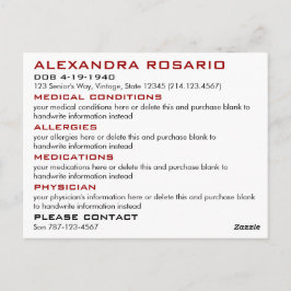 Postal Alerta médica de emergencia blanca