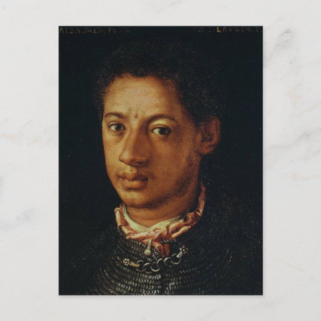 Postal Alessandro de Medici por Agnolo Bronzino. (Anverso)