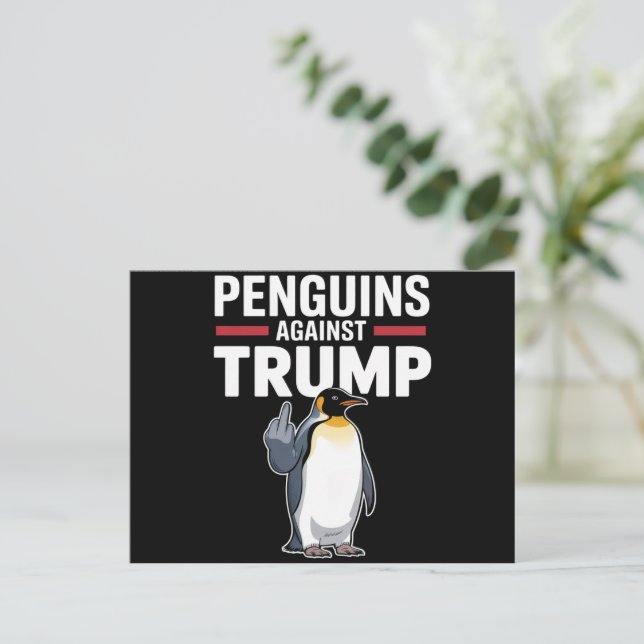 Postal Aletas de pingüino arriba resisten a los pingüinos (Anverso de pie)