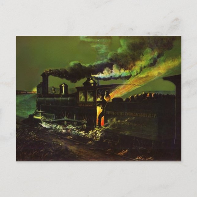 Postal Aleteando el caballo de hierro ~ Tren medio noche  (Anverso)