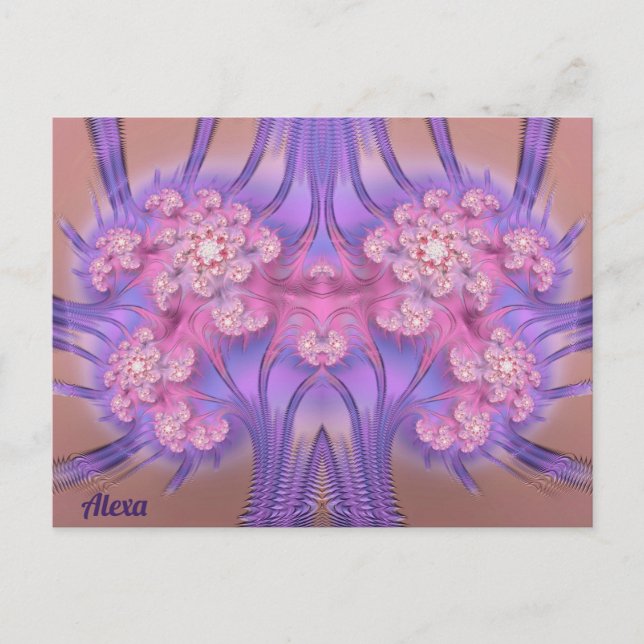 Postal ALEXA ~ Diseño 3D rosa y púrpura Pastel ~ (Anverso)