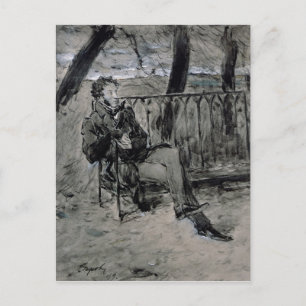 Postal Alexander Pushkin en un parque, 1899