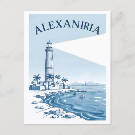 Postal Alexandria Lighthouse Coastal Scene Travel