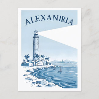 Postal Alexandria Lighthouse Coastal Scene Travel