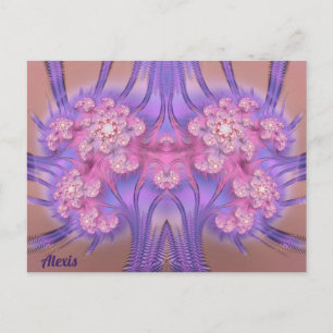 Postal ALEXIS ~ Diseño 3D rosa y púrpura Pastel ~