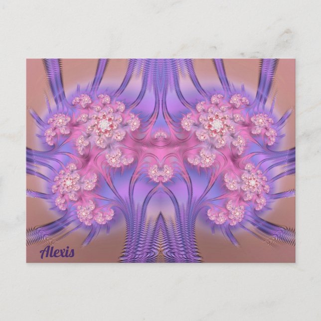 Postal ALEXIS ~ Diseño 3D rosa y púrpura Pastel ~ (Anverso)