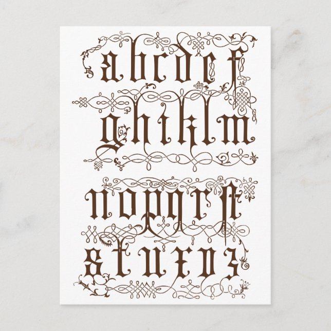 Postal Alfabeto A-Z Accesorios ilustrativos (Anverso)