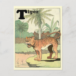 Postal Alfabeto animal de tigre de selva