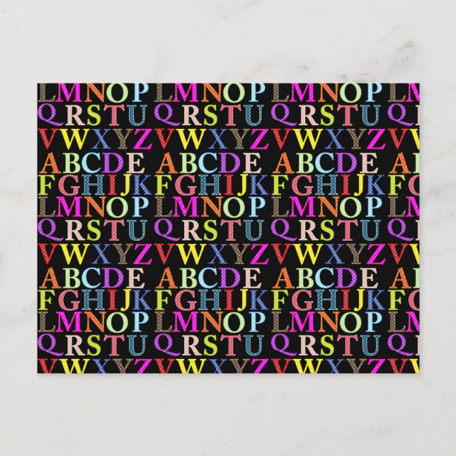 Postal Alfabeto arcoiris (Anverso)