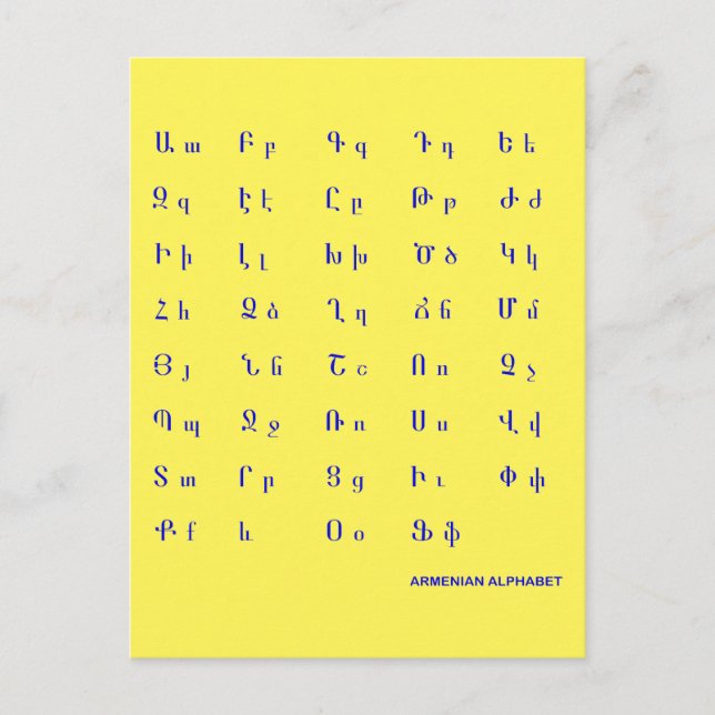 Postal Alfabeto armenio (Anverso)