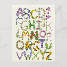 Postal Alfabeto de flores vuelve a la escuela de profesor