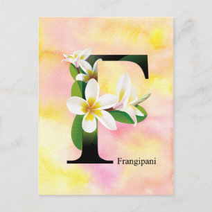 Postal Alfabeto de las flores con el fondo de la acuarela