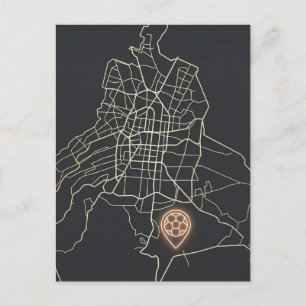Postal Alfiler de mapa de fútbol de NYC minimalista en ar