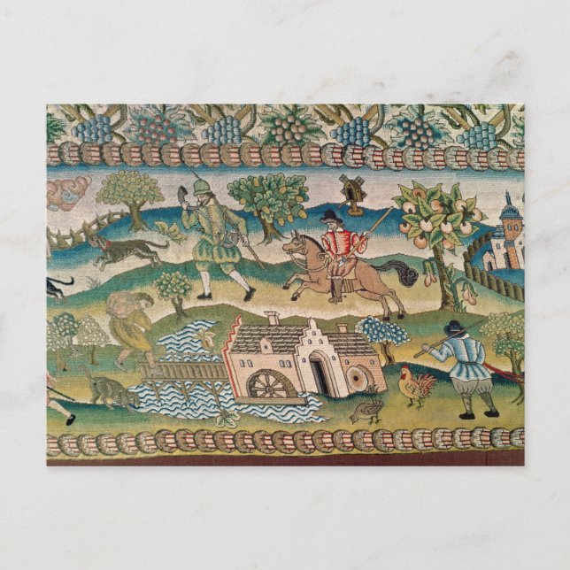 Postal Alfombra de tablas de Bradford, detalle de escenas (Anverso)