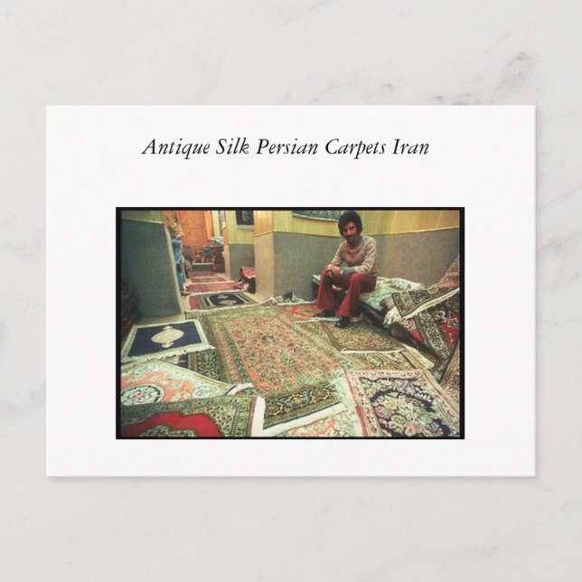Postal Alfombras persas de seda antiguas de Irán (Anverso)