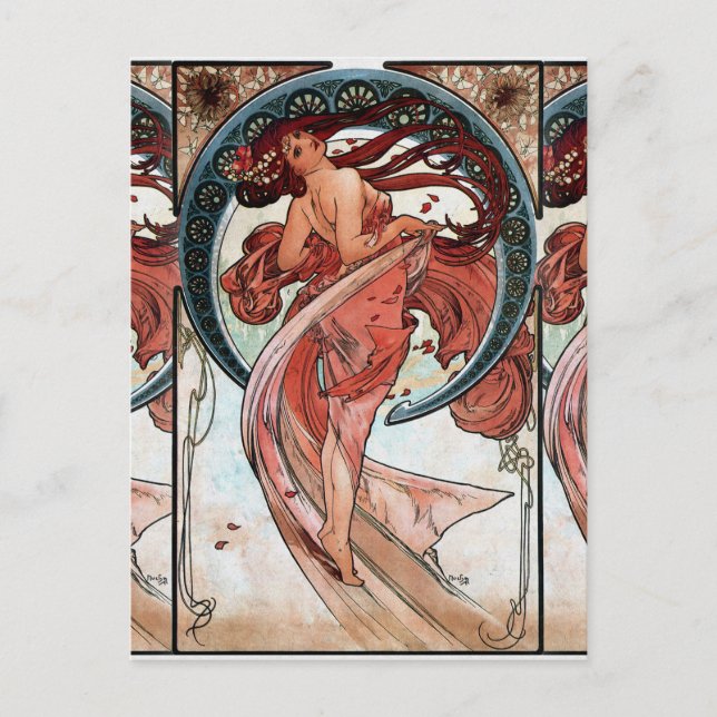 Postal Alfons Mucha 1898 Danza (Anverso)