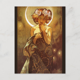 Postal Alfons Mucha: Luna