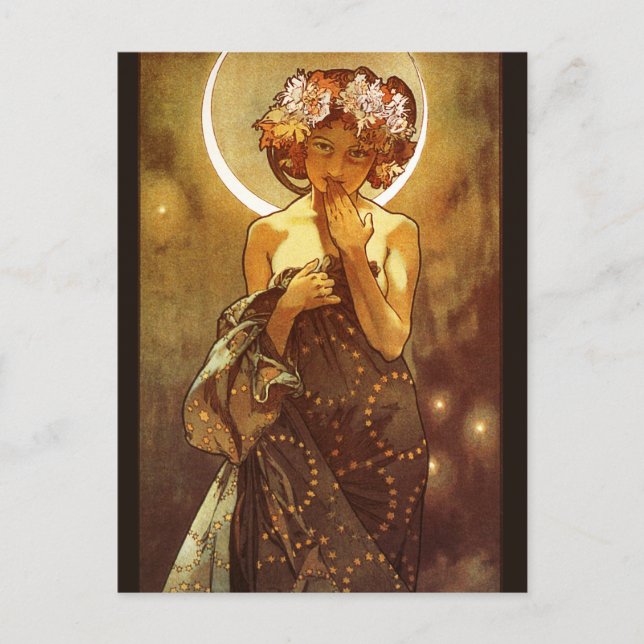 Postal Alfons Mucha: Luna (Anverso)