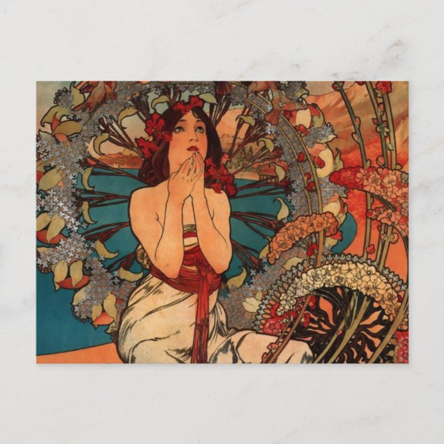 Postal Alfons Mucha Monaco Monte Carlo (Anverso)