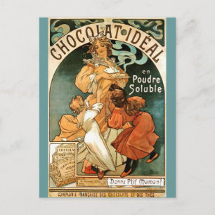 Postal Alfonso (Alfons) Mucha Chocolat Ideal