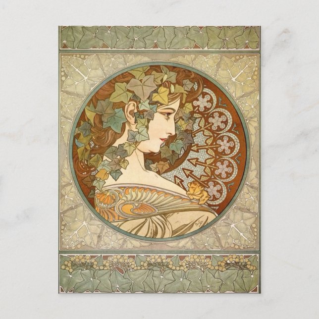 Postal Alfonso de época Mucha Ivy GalleryHD (Anverso)