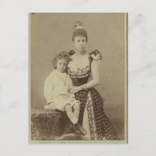 Postal Alfonso XIII, pequeño REY DE ESPAÑA y madre #001ES