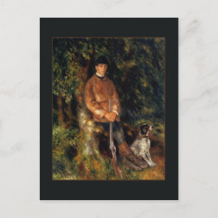 Postal Alfred Berard y su perro por Renoir