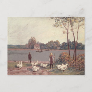 Postal Alfred Sisley   A orillas del río Loing