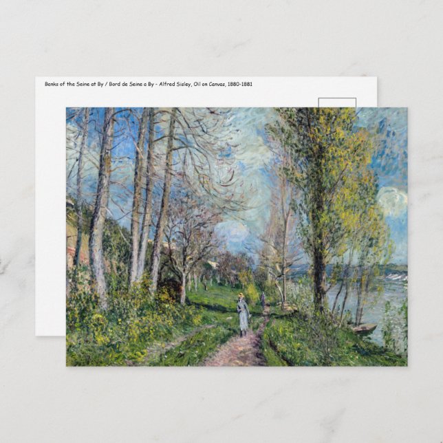 Postal Alfred Sisley - Bancos del Sena en By (Anverso / Reverso)