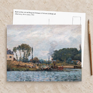 Postal Alfred Sisley - Barcas en la esclusa de Bougival
