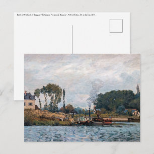 Postal Alfred Sisley - Barcas en la esclusa de Bougival
