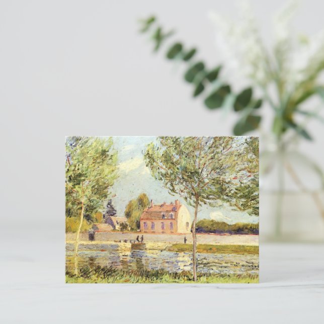 Postal Alfred Sisley Houses a orillas del Loing (Anverso de pie)
