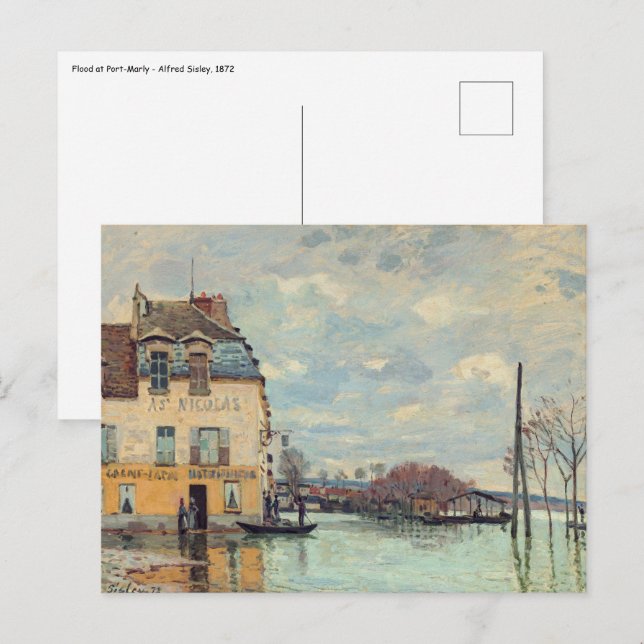 Postal Alfred Sisley - Inundación en Port-Marly 1872 (Anverso / Reverso)