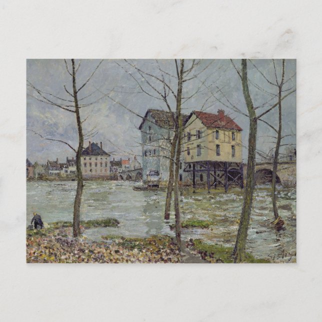 Postal Alfred Sisley | Los molinos de Moret-sur-Loing (Anverso)