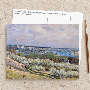 Postal Alfred Sisley - Terraza en Saint-Germain, Primaver