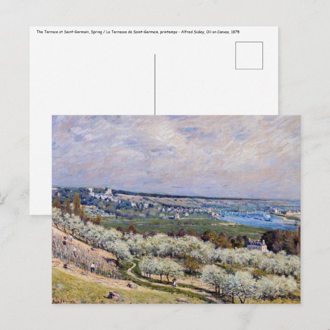 Postal Alfred Sisley - Terraza en Saint-Germain, primaver (Anverso / Reverso)