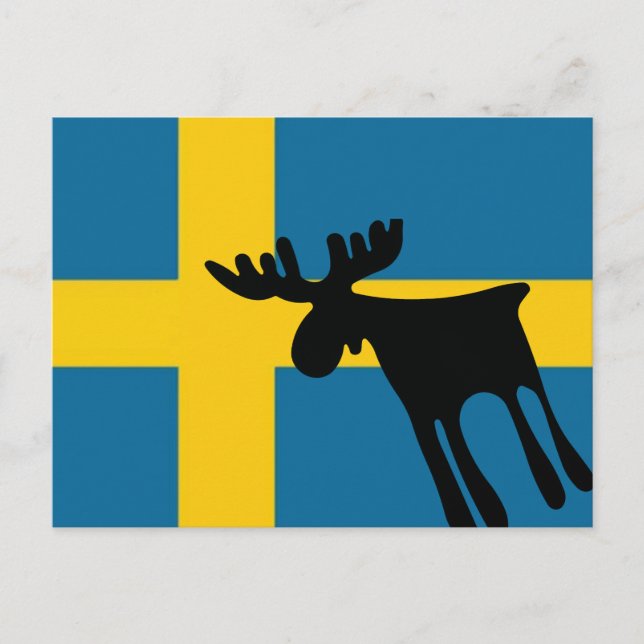 Postal Älg/Moose med Svenska flaggan (Anverso)